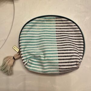 Striped Tassel Cosmetic Pouch - Aqua & Black